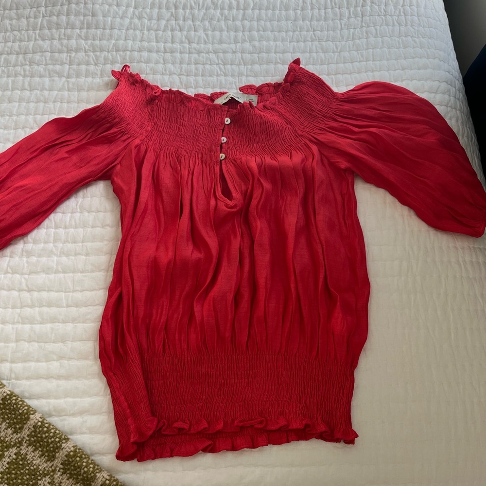 Zara Vibrant Red Off-Shoulder Blouse